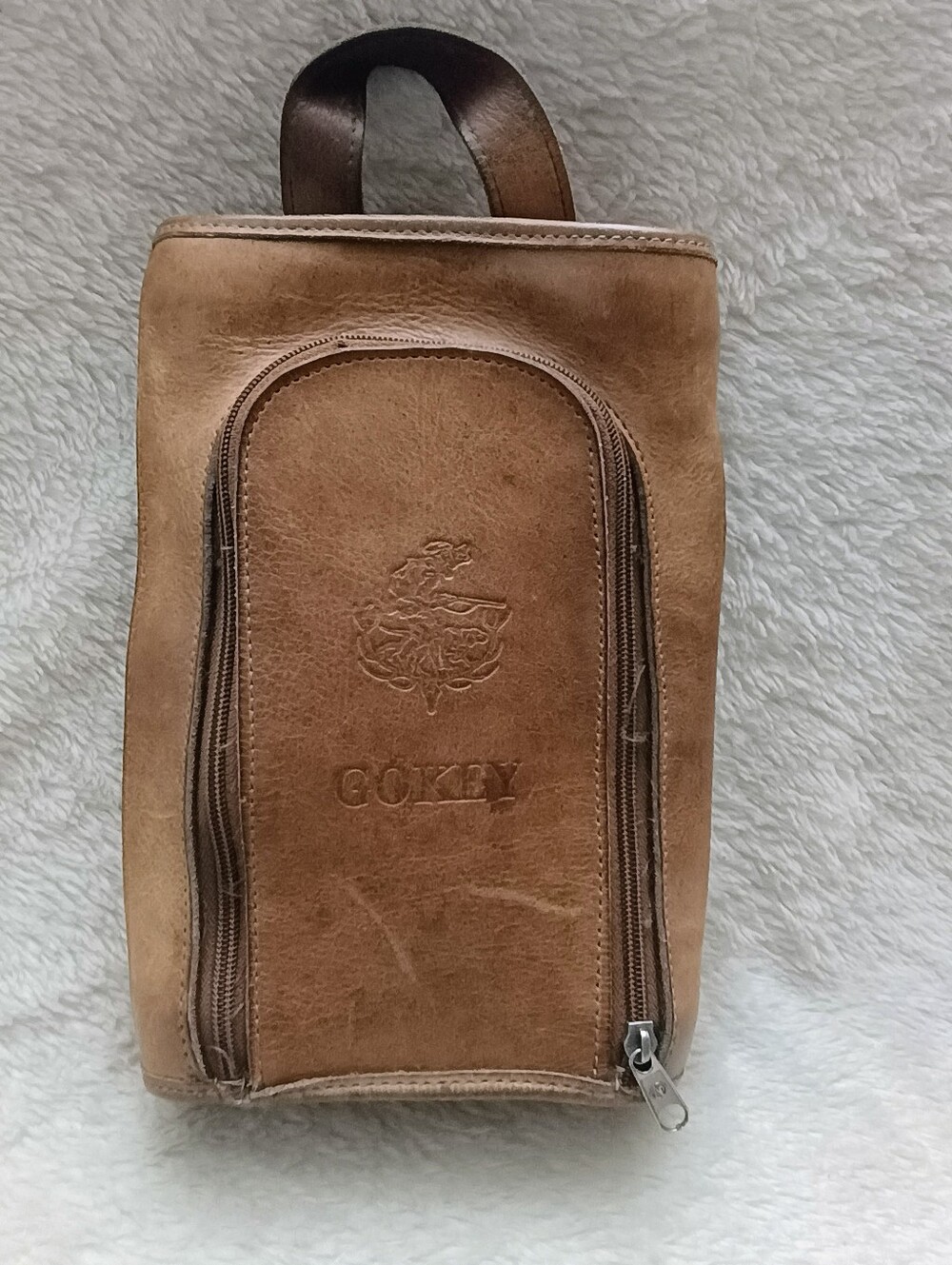 Vintage GOKEY Leather Travel Shaving Kit / Dopp Kit